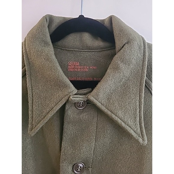 Vintage Olive Green Wool Military Shirt Jacket Size M - Picture 4 of 15